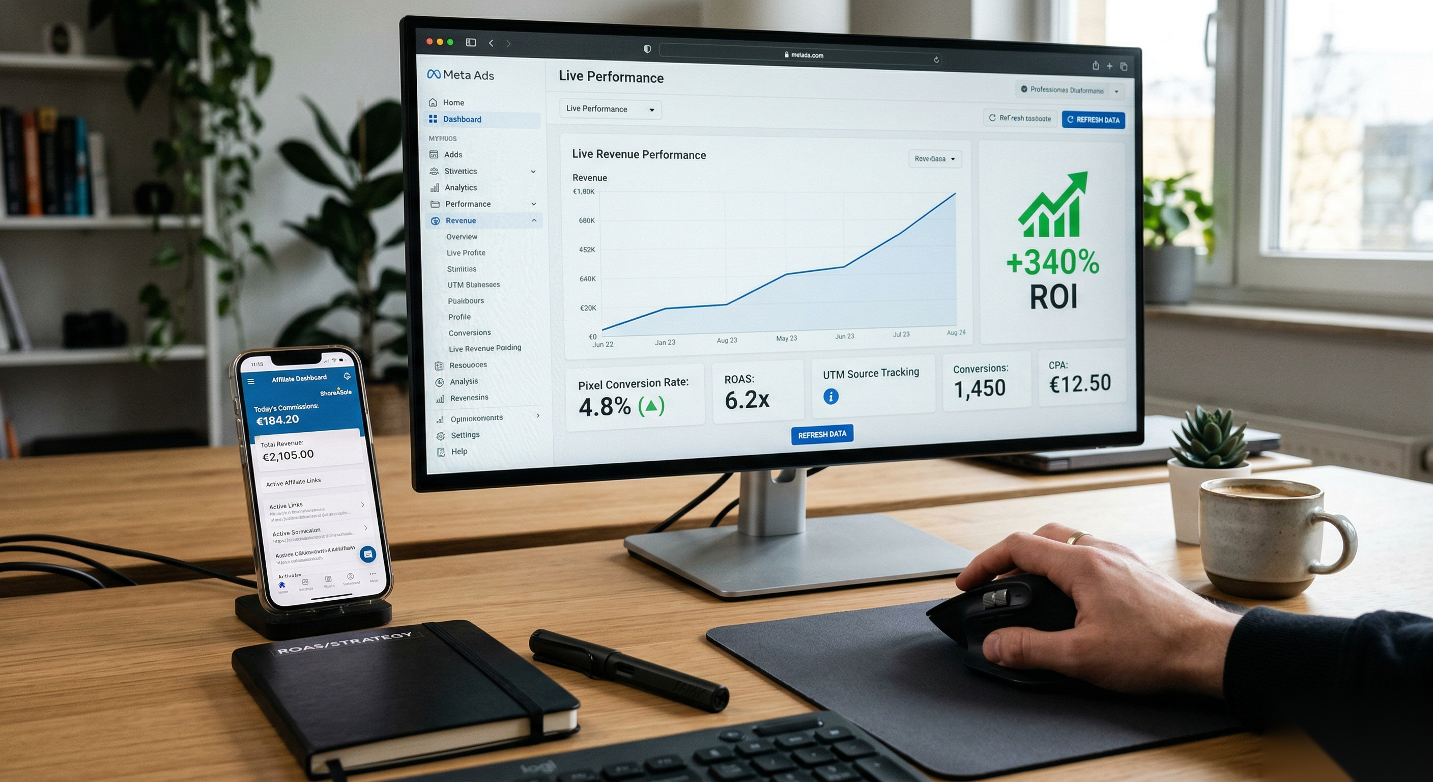 Dashboard ROAS +340% ROI